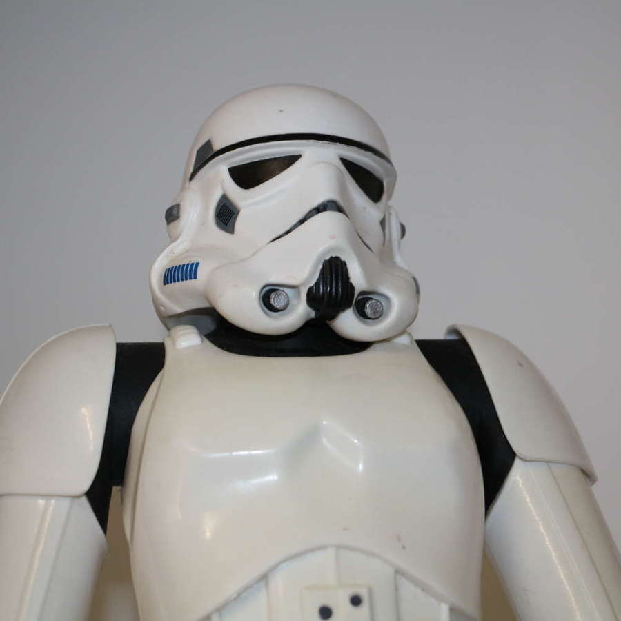 A star wars storm trooper figure model by Jakks 18" in height .