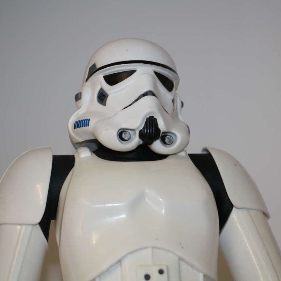 A star wars storm trooper figure model by Jakks 18" in height .