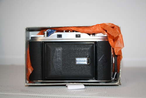 A vintage Agfa record 3 folding camera. Near mint condition boxed.