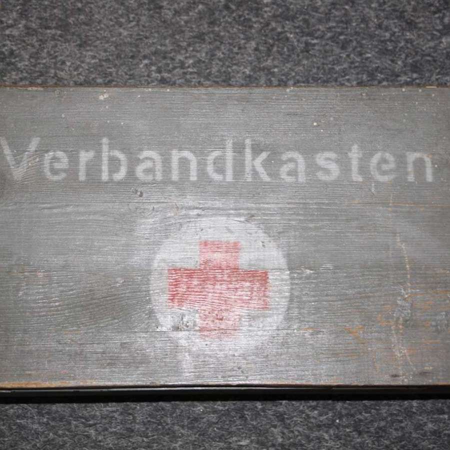 A WW2 German verbandkasten medical box . With vehicle number etc.