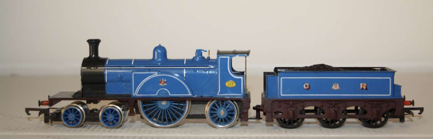 A boxed Hornby R553 Caledonian Railway 4-2-2 locomotive.Mild play worn
