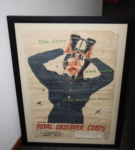 A original WW2 poster. Royal observer corps.RAF station Norwich.