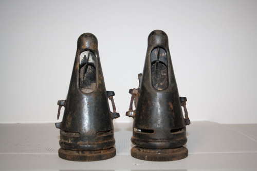 A relic pair of German WW2 horse gas masks.