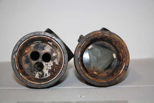 A relic pair of German WW2 horse gas masks.
