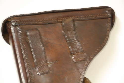 A VERY GOOD ORIGINAL WW1 LUGER HOLSTER.DATED 1916.