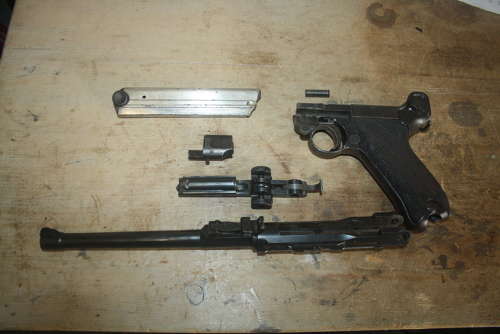 A OLD SPEC 1917 ARTILLERY LUGER. ALL MATCHING NUMBERS.