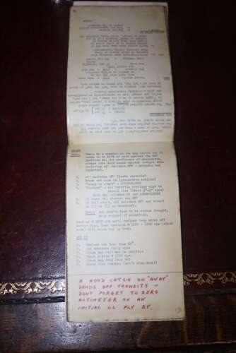 ORIGINAL PILOTS NOTES FOR A WW1 FIGHTER PLANE SE 5A.