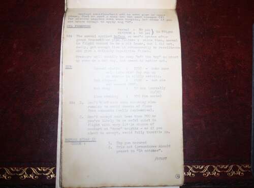ORIGINAL PILOTS NOTES FOR A WW1 FIGHTER PLANE SE 5A.