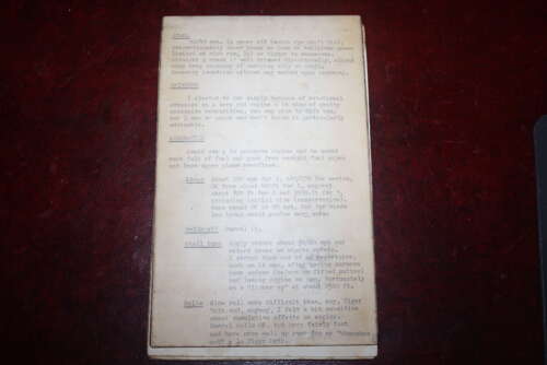 ORIGINAL PILOTS NOTES FOR A WW1 FIGHTER PLANE SE 5A.