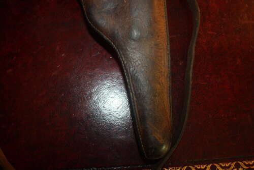 A VERY GOOD EARLY SWISS LUGER HOLSTER. UNUSUAL SPARE MAG ON TOP.
