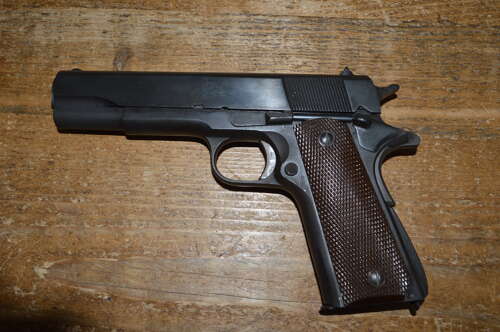 A EU DEACTIVATED WW2 COLT 1911. ORIGINAL FRAME HAS HAD NEW SLIDE.