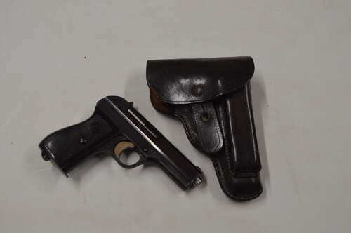A WW2 7.65 MOD 27 SEMI AUTO PISTOL.WAFFENAMPT MARKED.NEW SPEC.COMES WITH ORIGINAL HOLSTER.
