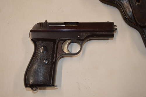 A WW2 7.65 MOD 27 SEMI AUTO PISTOL.WAFFENAMPT MARKED.NEW SPEC.COMES WITH ORIGINAL HOLSTER.
