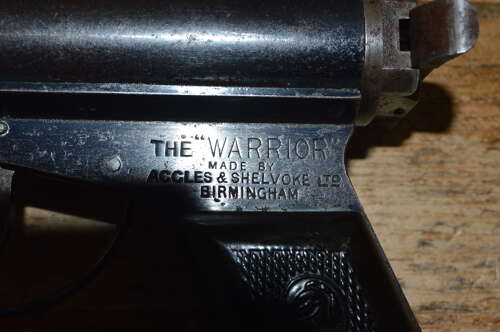 A RARE .22 ACCLES &SHELVOKE WARRIOR AIR PISTOL .
