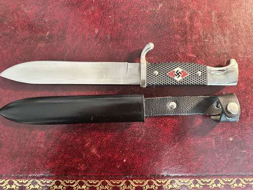 A reproduction Hitler Youth style Dagger . Over 18s only .
