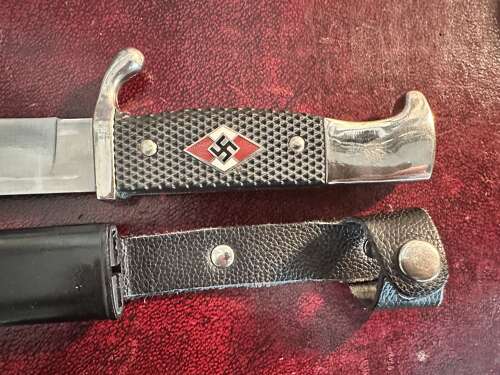 A reproduction Hitler Youth style Dagger . Over 18s only .